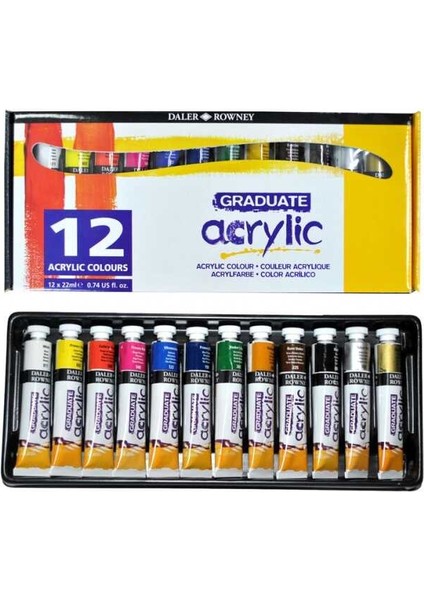 Daler Rowney Graduate Akrilik Boya Seti 12 Renk- 22 ml