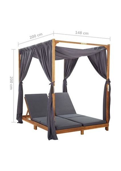 Cibinlikli Ahşap Şezlong Takımı (Antrasit)