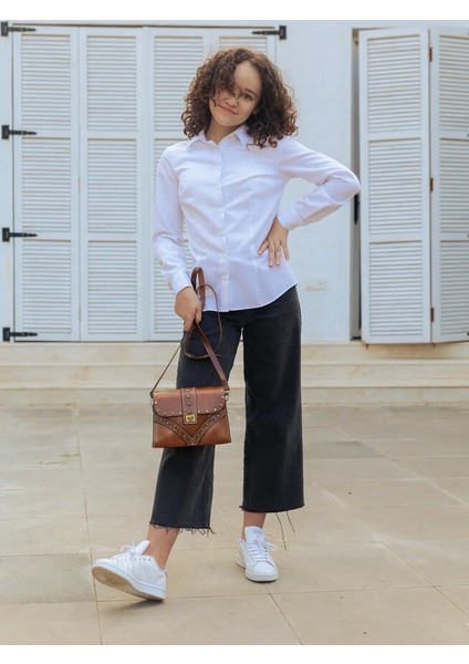 Deri El Işi Kadın Omuz Çantası Arya Modeli V-B-CN-024 En 22 Boy 17 Körük 6