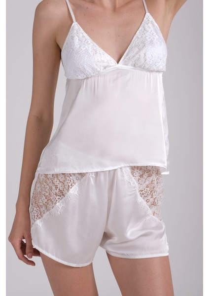 Beyaz Gelin Koleksiyonu Şort Takımı indirimleri