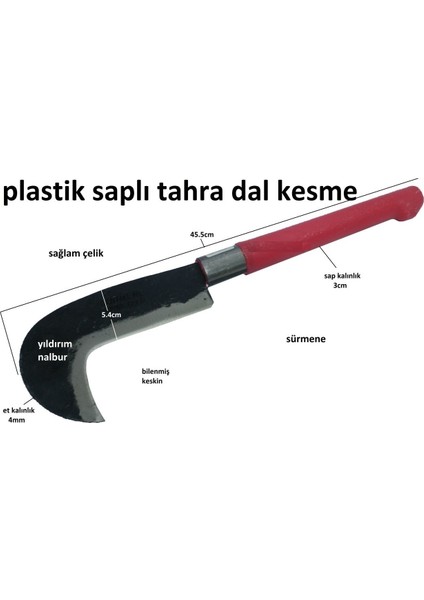 Dal Kesme Tahra Bıçağı Orak Tırpan Plastik Kırmızı Saplı