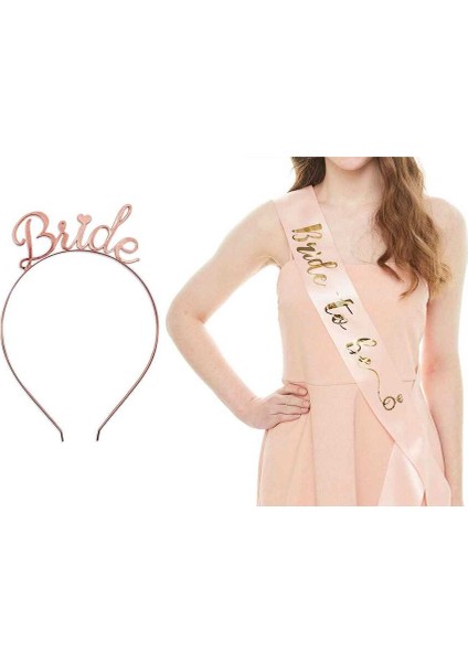 Bride To Be Rose Gold Taç Kuşak Set