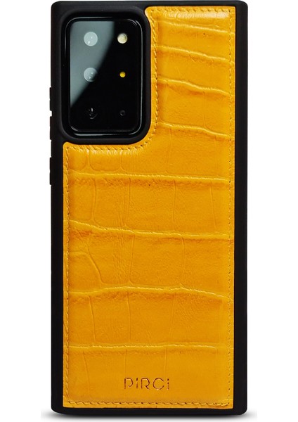 Samsung Note 20 Ultra Croco Dokulu Deri Kılıf Sarı