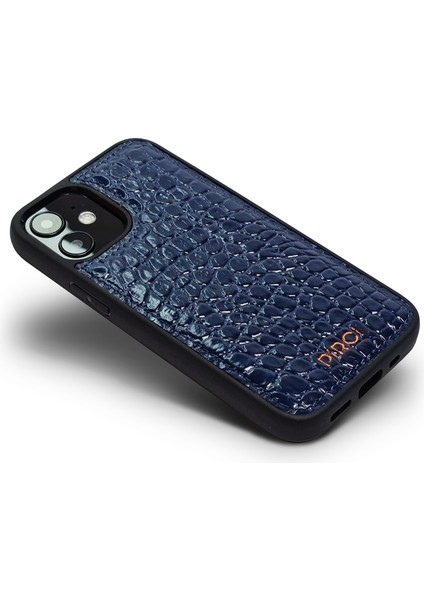 Apple iPhone 12 Mini Buble Croco Dokulu Deri Kılıf Lacivert fiyatları