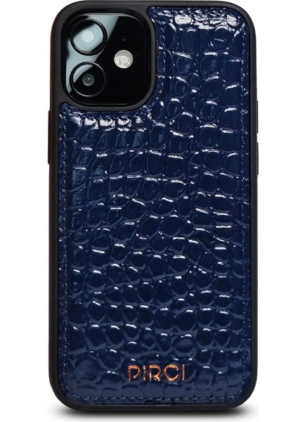 Apple iPhone 12 Mini Buble Croco Dokulu Deri Kılıf Lacivert modelleri