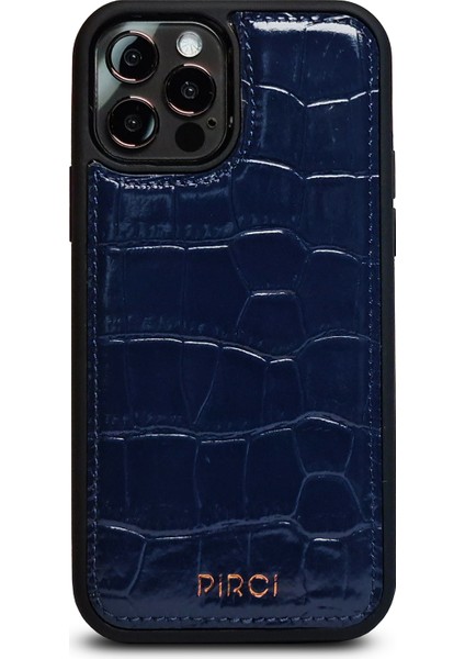 Apple iPhone 12 Pro Max Croco Dokulu Deri Kılıf Lacivert