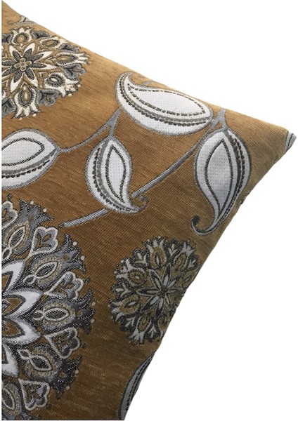 Pıllows Store Çiçek Desenli Safran Kırlent Kılıfı 45CM*45CM