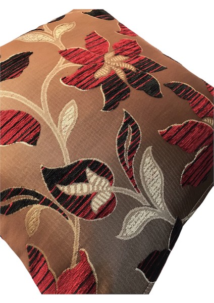 Pıllows Store Çiçek Desenli Kahverengi Kırlent Kılıfı 45CM*45CM