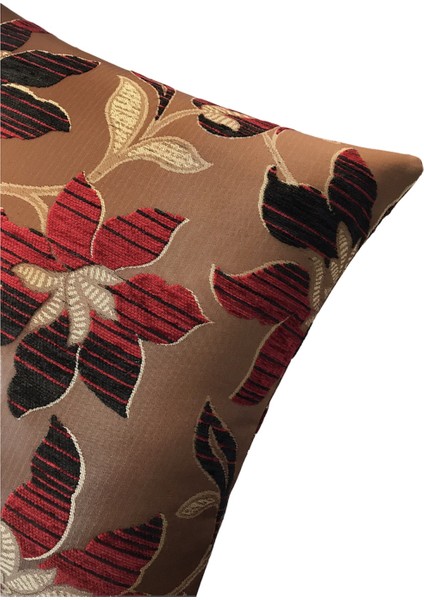 Pıllows Store Çiçek Desenli Kahverengi Kırlent Kılıfı 45CM*45CM