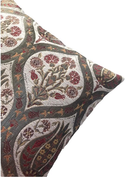Pıllows Store Osmanlı Beyaz Lale Desenli Kırlent Kılıfı 45CM*45CM