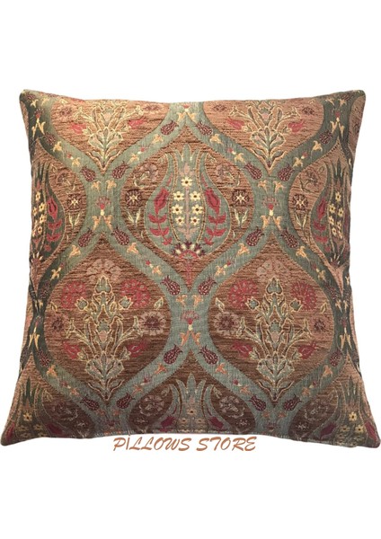 Pıllows Store Osmanlı Kahverengi Lale Desenli Kırlent Kılıfı 45CM*45CM fiyatları