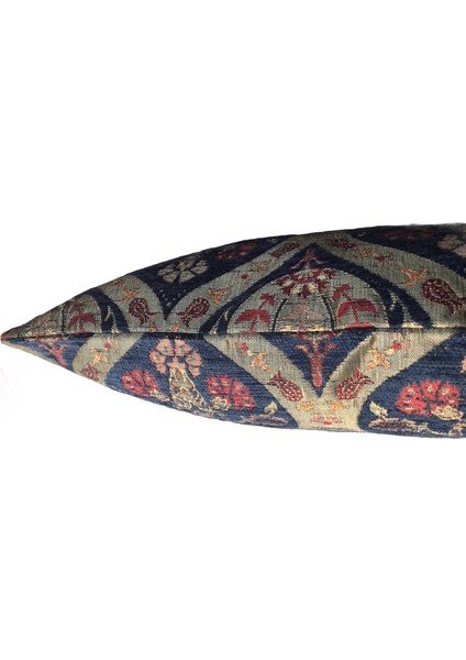 Pıllows Store Osmanlı Lacivert Lale Desenli Kırlent Kılıfı 45CM*45CM