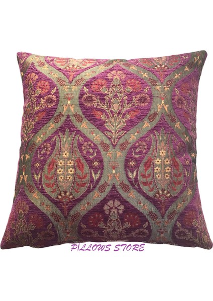 Pıllows Store Osmanlı Mor Lale Desenli Kırlent Kılıfı 45CM*45CM fiyatları