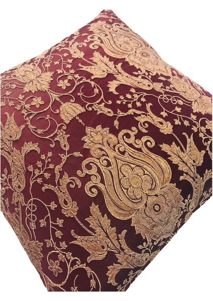 Pıllows Store Kabartmalı Yaldızlı Bordo Kırlent Kılıfı 45CM*45CM