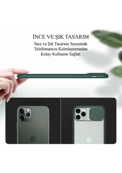 Xiaomi Redmi 9c Kapak Lensi Açılır Kapanır Kamera Korumalı Silikon Kılıf - Kırmızı