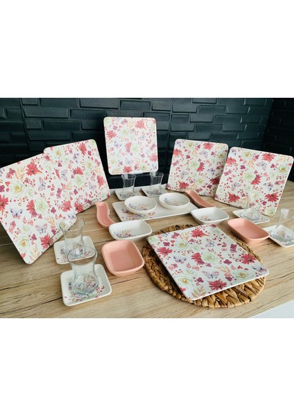 6 Kişilik 27 Parça Bahar Kare Kahvaltı Takımı fiyatları