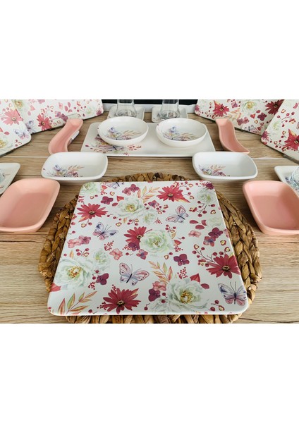 6 Kişilik 27 Parça Bahar Kare Kahvaltı Takımı fırsatları