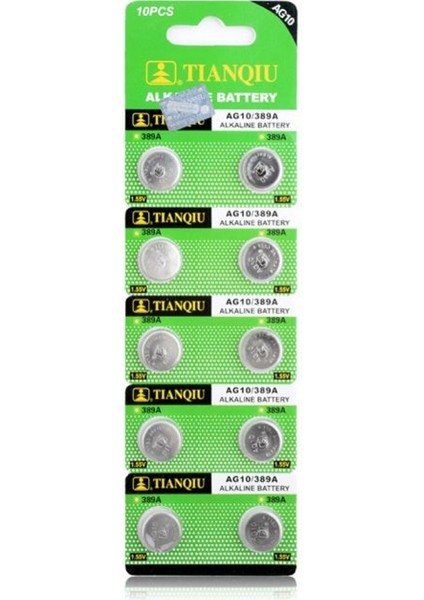 Tianqiu AG10 LR1130/389 Alkalin 10'lu Düğme Pil