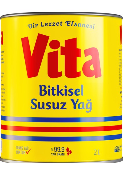 vita Bitkisel Susuz  Yağ 2 lt