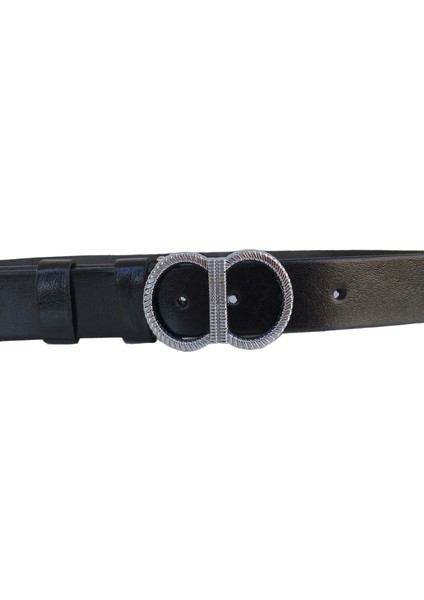 Deri Gümüş Tokalı Kadın Kemeri 4 cm