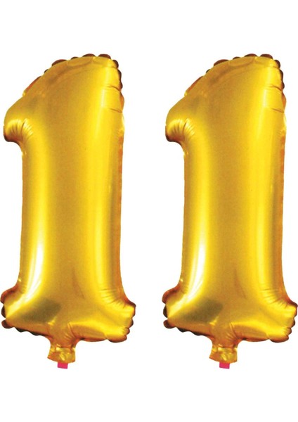 11 Yaş Sayı Folyo Balon Altın 90 cm