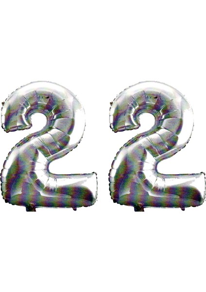 22 Yaş Sayı Folyo Balon Gümüş 90 cm