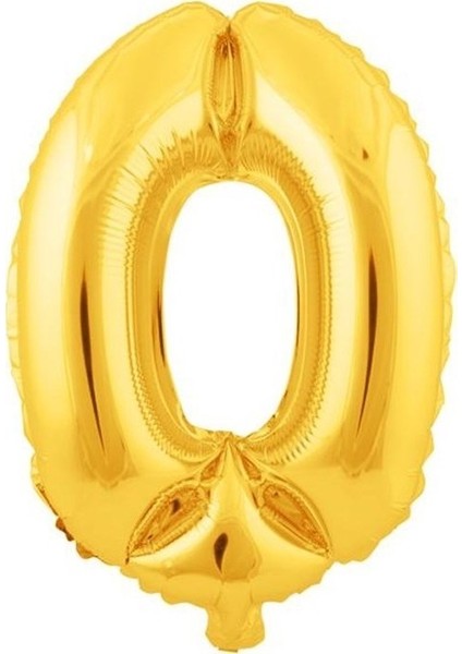 0 Gold Rakam Folyo Balon - 90 cm - Altın Folyo Rakam Balon