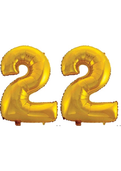 22 Yaş Sayı Folyo Balon Altın 90 cm