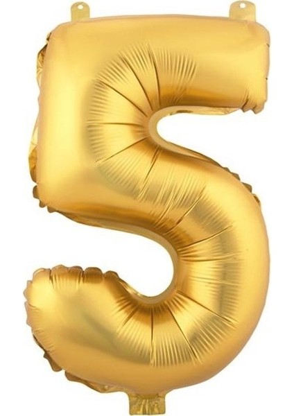 5 Gold Rakam Folyo Balon - 90 cm - Altın Folyo Rakam Balon