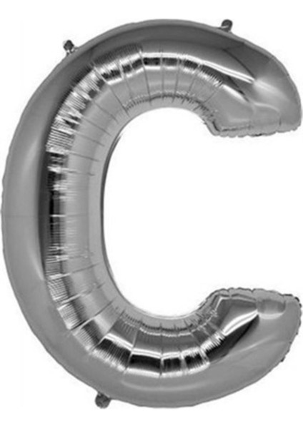 C Harf Silver Gümüş Folyo Balon Harfli Helyum Balon 100 cm Dev Boy