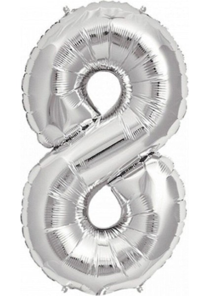 Balon 8 Rakamı Gümüş 100 cm Folyo Balon