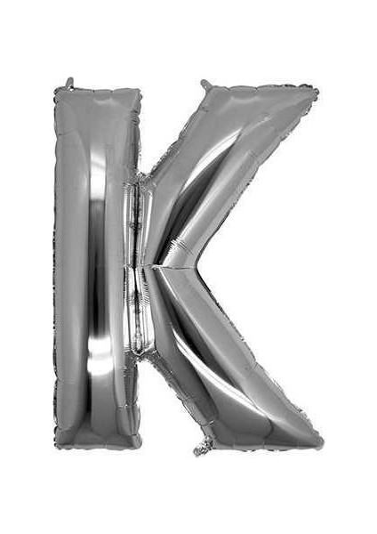Gümüş Renk Folyo Balon K Harfli Helyum Balon 100 cm Dev Boy