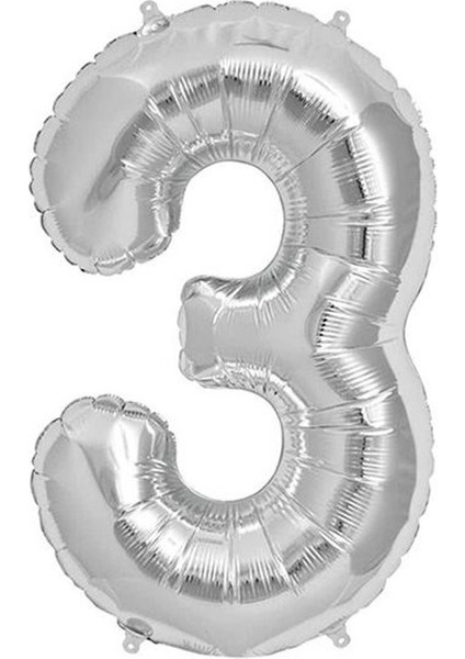Balon Rakam Balon Folyo Orta Boy 75 cm Gümüş 3