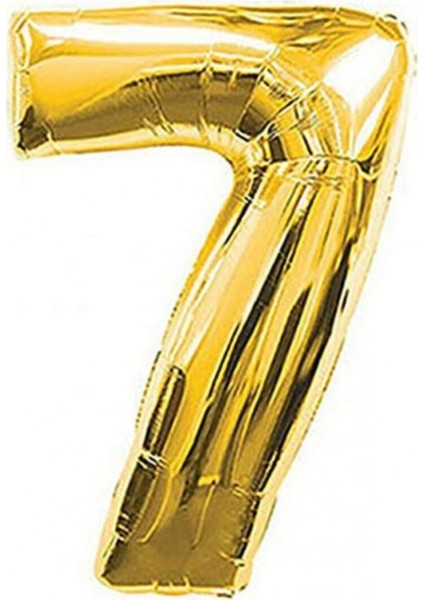 7 Rakam Gold Altın Folyo Balon Harfli Helyum Balon 100 cm Dev Boy