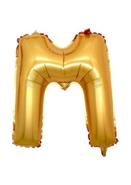 Gold Renk Folyo Balon M Harfli Helyum Balon 100 cm Dev Boy