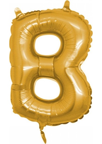 B (Gold) Harf Folyo Balon - 90 cm - Altın Folyo Harf Balon