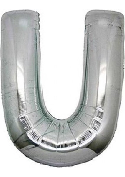 U (Silver) Harf Folyo Balon - 90 cm - Gümüş Folyo Harf Balon
