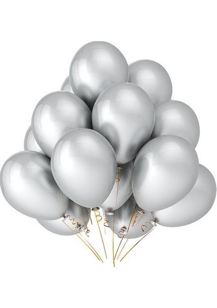 Parti Metalik Gümüş Balon 20'li