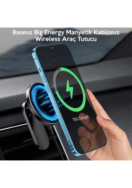 Big Energy Manyetik Kablosuz Wireless Araç Tutucu Magsafe Uyumlu Wxjn-01