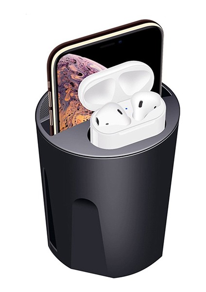 X9A Cup Araç Için Iphone 11-12 Kablosuz Şarj Cihazı Airpods Şarj 2 USB AL-34046