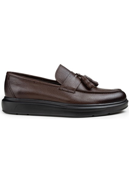 Deri Kahverengi Püsküllü Comfort Loafer