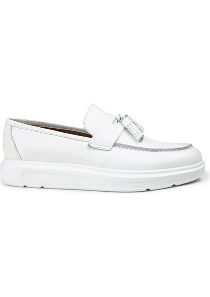 Deri Beyaz Comfort Erkek Loafer