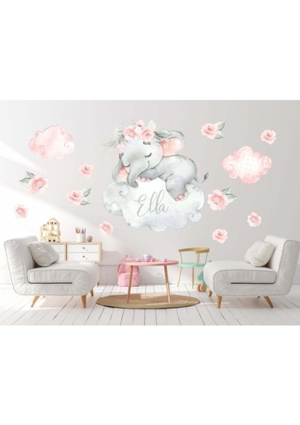 Uyuyan Yavru Fil Watercolor Xl Duvar Sticker Seti