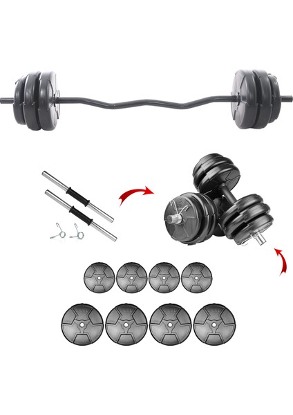 Training 19 kg Z Bar Dambıl Seti & Ağırlık Seti