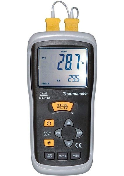 DT-613 K Tipi Prob Bağlanabilen 2 Kanallı Termometre