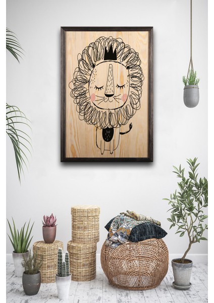 Ahşap Tablo Cute Lion