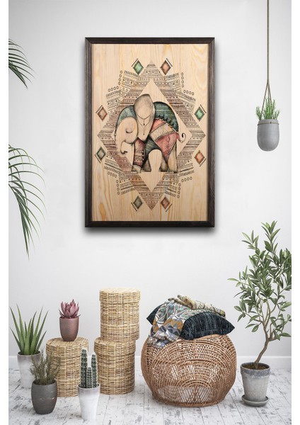 Dekoratif Ahşap Duvar Aksesuarı Cute Elephant