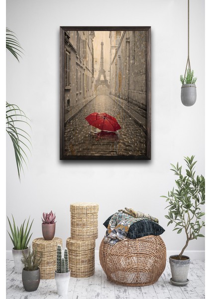 Dekoratif Ahşap Duvar Aksesuarı Red Umbrella