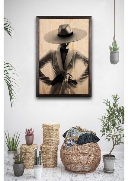 Dekoratif Ahşap Duvar Aksesuarı Woman Hat