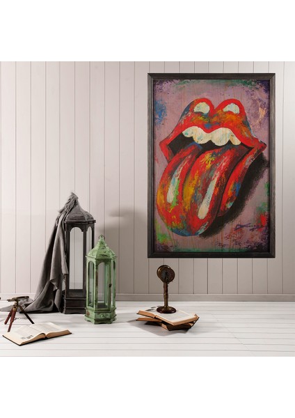 Dekoratif Ahşap Duvar Aksesuarı Rolling Stone